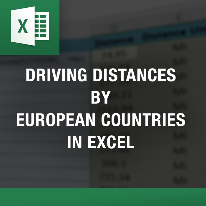 Driving Distances by EU Country In Excel