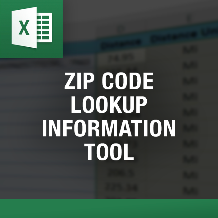 Zip Code Lookup Information tool in Excel β Excel tool by ExcelDistanceCalculators.com