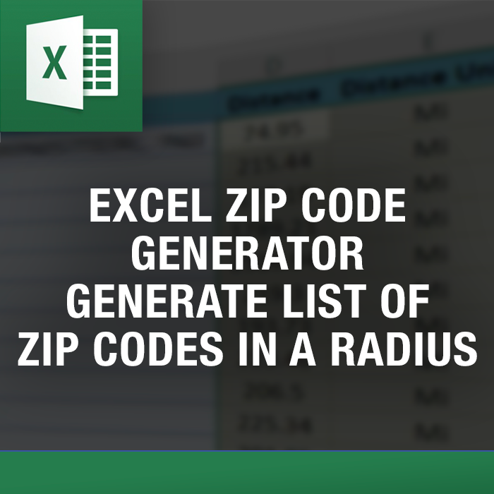 Excel Zip Code Generator — Excel tool by ExcelDistanceCalculators.com