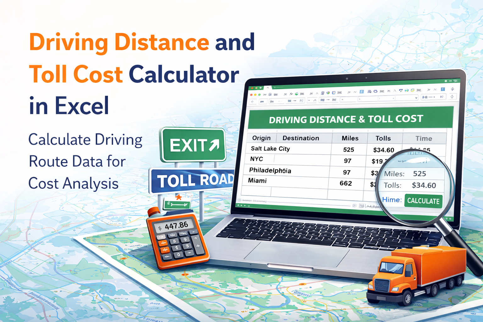 Driving Distance and Toll Cost Calculator in Excel – Excel Distance Calculators