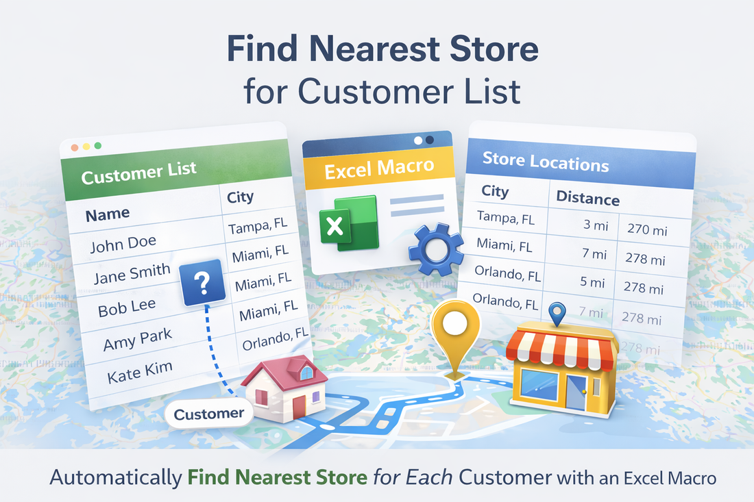 Excel Macro to Find Nearest Store for Customer List