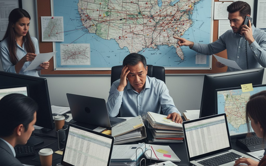 five people inside office trying to solve a problem