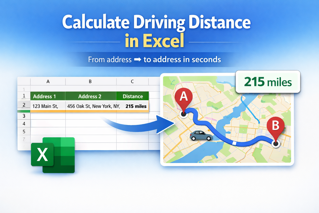 Calculate Driving Distance Between Two Addresses in Excel