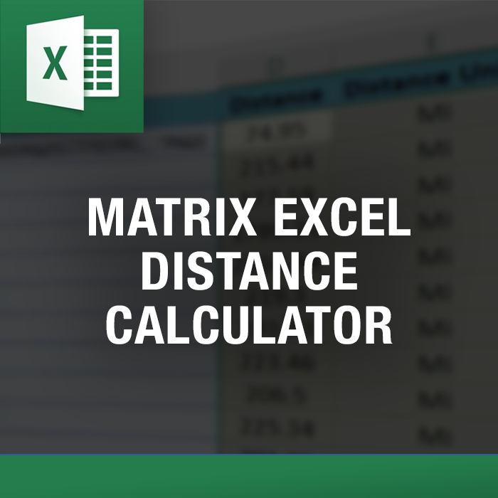 Excel Matrix Driving Distance Calculator