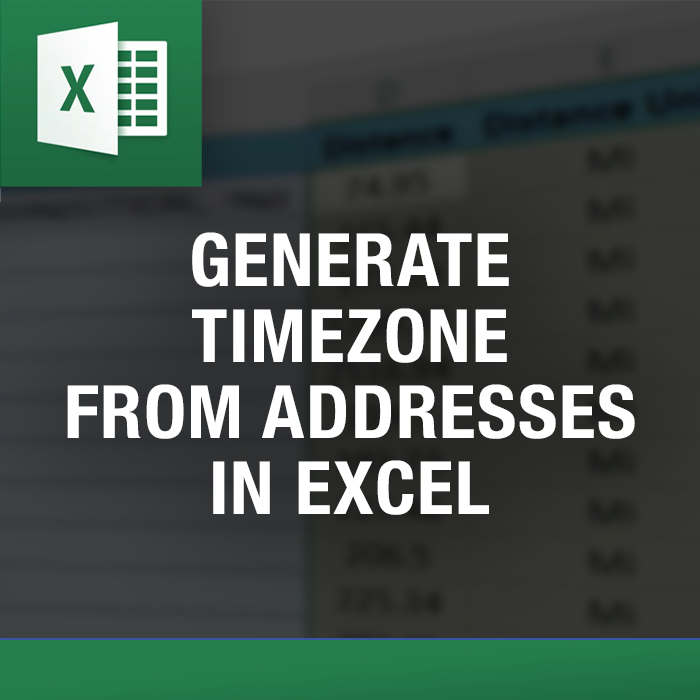 Generate Timezone from Addresses in Excel